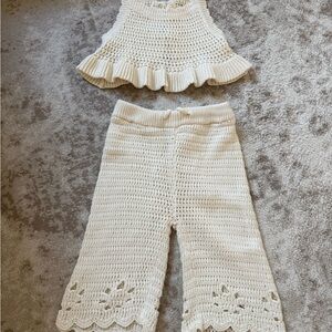 Chic Cream Knit Kids Matching Set